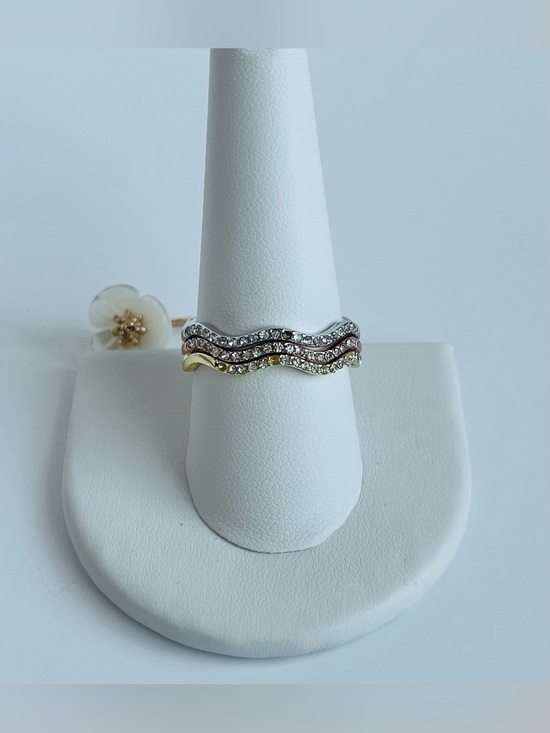 Charter Club Jewelry - Charter Club Tri-Tone 3-Pc. Set Pavé Wavy Rings Size 10